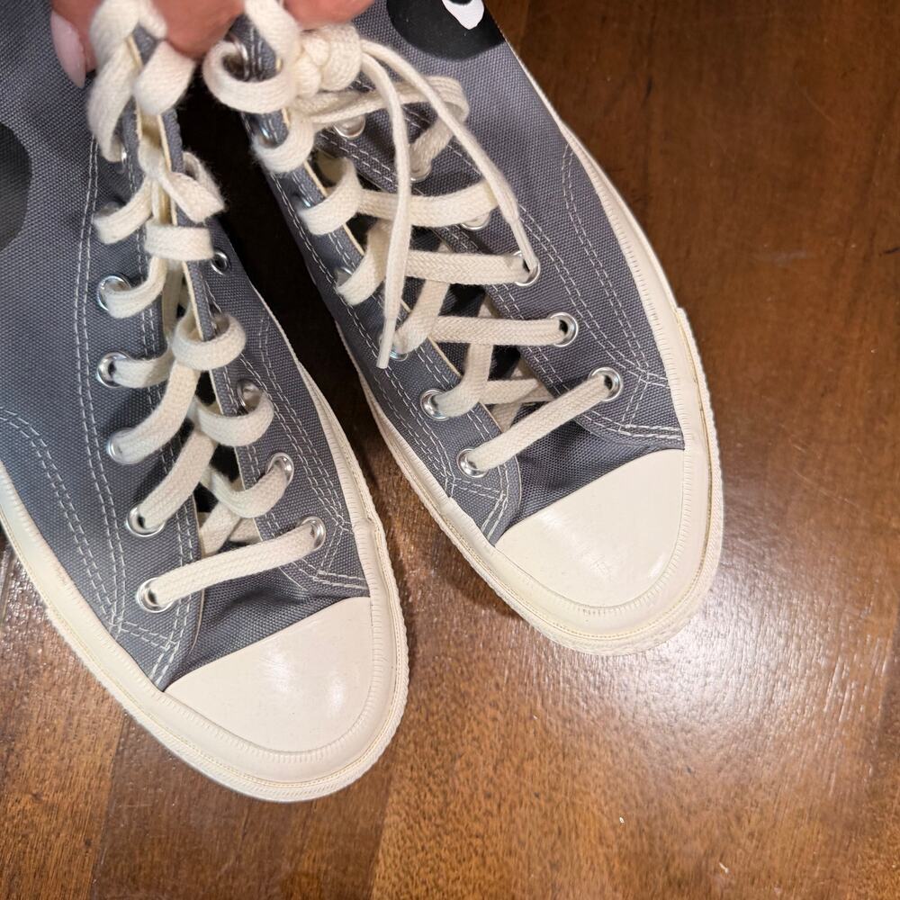 Comme des Garçons PLAY Chuck Taylor High-Top Sneakers Gray Size 9 - Picture 6 of 6